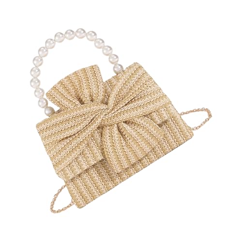 Cenifin Zeitgenössische Künstliche Perlen Verschönerte Umhängetasche Für Frauen Mit Leichtem Strohkonstruktion Crossbody Taschen Umhängetasche von Cenifin