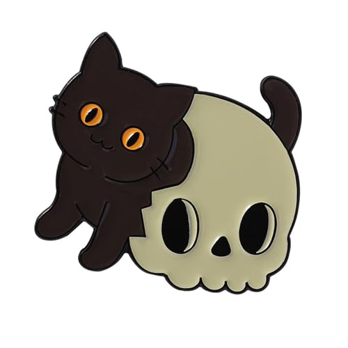 Edgy Black Cats Schädelbrosche Mit Gotischem Charme Edgy Cats Rucksack Pin Juwel Für Tägliche Outfit Verbesserung Alltag Gothic Brosche von Cenifin