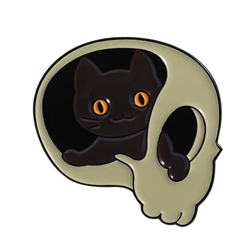 Edgy Black Cats Schädelbrosche Mit Gotischem Charme Edgy Cats Rucksack Pin Juwel Für Tägliche Outfit Verbesserung Alltag Gothic Brosche von Cenifin