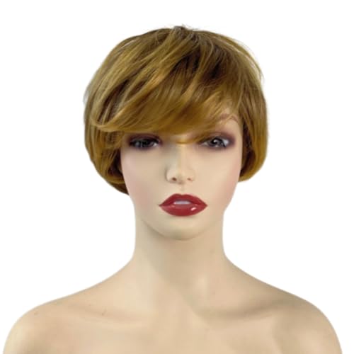 Golden Blonde Kurze Haar Perücken Natürliche Lookings Haarteil Cosplay Kopfstück Für Vielbeschäftigte Professionelle Frauen Schnelle Frisur Kurze Blonde Perücken Für Frauen von Cenifin