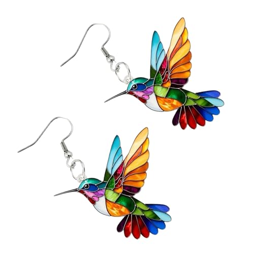 Hummingbird Drop Ohrringe Anhänger Halskette Elegante Kolibri Designs Schmuck Acryltextur Geeignet Für Damen Bunte Halskette von Cenifin