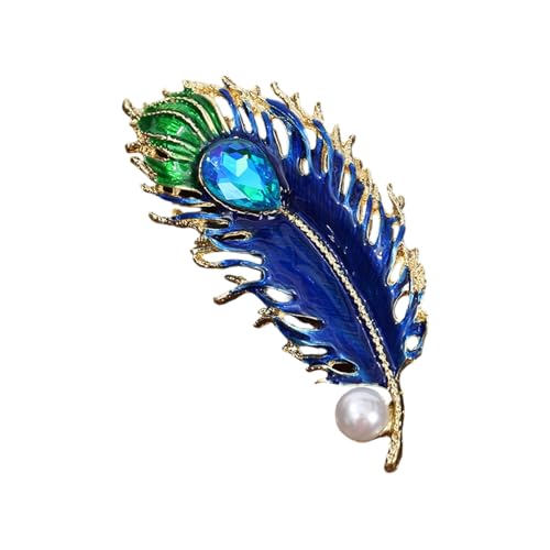 Schimmernde Pfauen Gefiederte Brosche Multi Ton Strassverzerrung Lampen Pin Kleidung Accessoire Für Frauen Und Männer Vintage Brosche von Cenifin