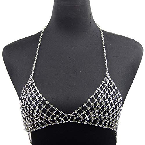 Strand Bra Kette Gold Körper Schmuck Nachtclub Rave Brustketten Kristall BH Kette Kette Für Frauen Und Mädchen von Cenifin