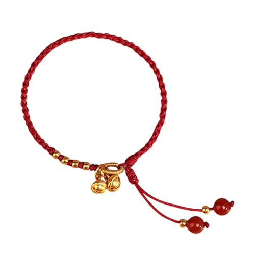 Verstellbares Geflochtenes Rotes Stringarmband Mit Rotem Achatperlen Und Glocken Charme Für Kulturstile Schmuck Kulturgelenksband Festivals Festivals von Cenifin