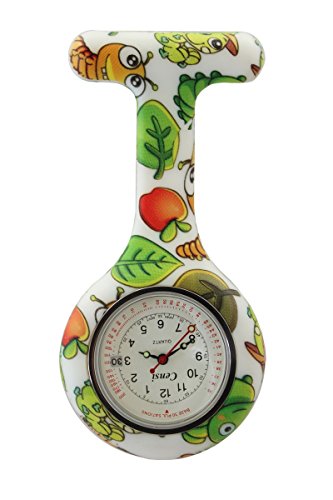 Censi Green Caterpillar Druck weißes Zifferblatt mit Datum Silikon Krankenschwester Ärzte Tunika Brosche FOB-Uhr Quarz von Censi