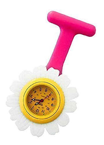 Censi Unisex Taschenuhr FOB Daisy Floral Funky Rosa Silikon Krankenschwesterin Tunika Brosche Anzeige, Analog, Quarz, Uhrwerk Dpink von Censi