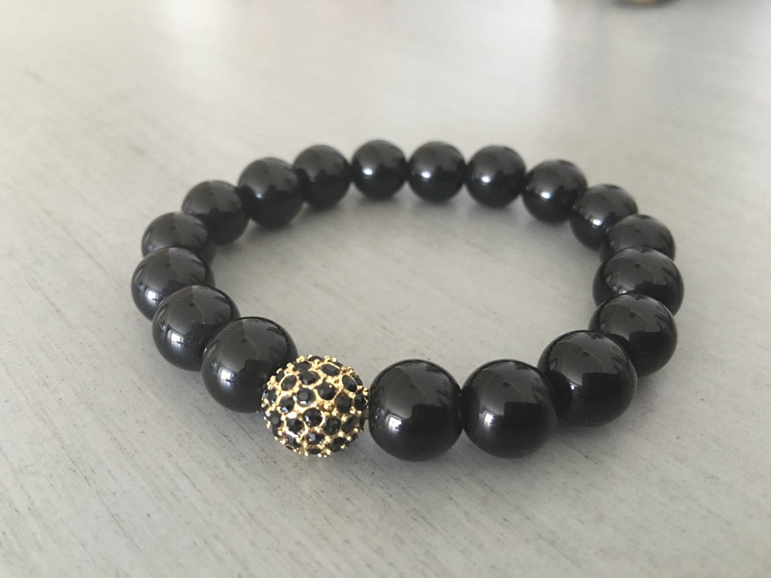 Schwarz Mit Gold Oder Silber Und Jet Pave Armband, Strass Pave, Crystal Pave Schwarz Mit Gold Oder Silber Und Jet Pave Armband, Strass Pave, Crystal Pave von CenteredJewelry