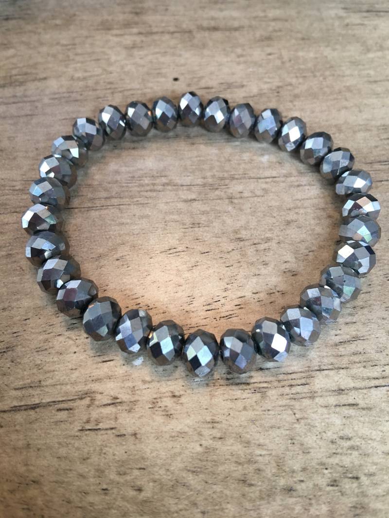 Silber Gunmetal Rondelle Funkeln Armband Silber Gunmetal Rondelle Funkeln Armband von CenteredJewelry