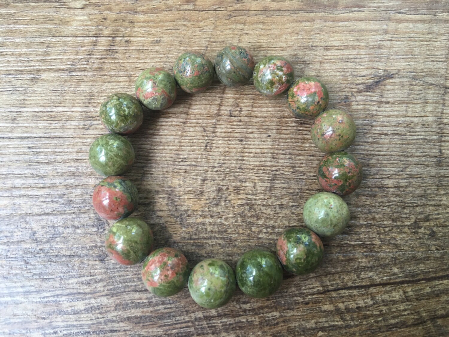 Unakite 12mm Perle Armband Unakite 12mm Perle Armband von CenteredJewelry