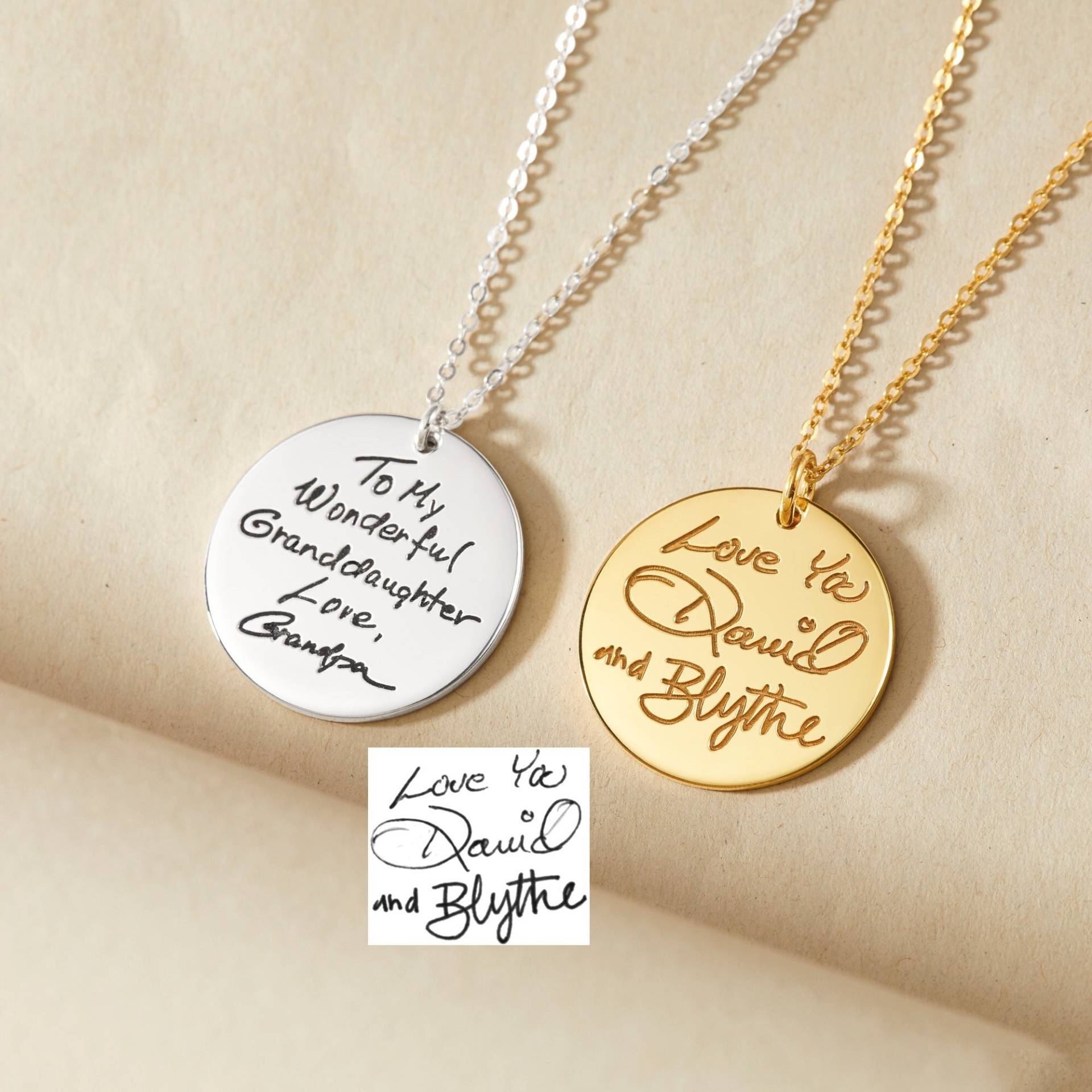Handschrift Andenken Halskette, Sterling Silber Personalisierte Signatur Schmuck, Anhänger, Mutter Geschenk Weihnachten von CentimeGift