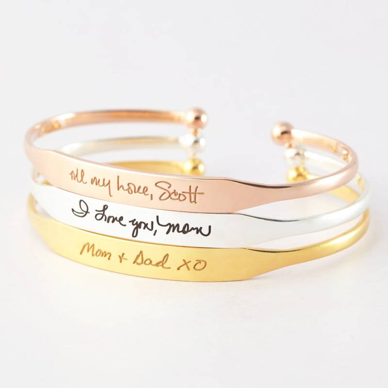 Verlust Der Mutter Geschenk, Gravierte Handschrift Armbänder, Geschenke, Erinnerungsweihnachtsgeschenk, Handgeschriebenes Manschette Armband von CentimeGift