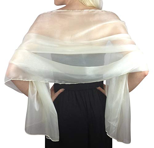 Central Chic Atemberaubende Silky Iridescent Hochzeit Abschlussball Brautjungfern Wraps Stola Schal Pashmina - 24 Farben … (Elfenbein) von Central Chic