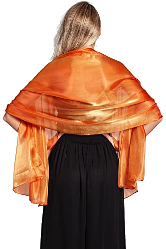 Central Chic Atemberaubende Silky Iridescent Hochzeit Abschlussball Brautjungfern Wraps Stola Schal Pashmina - 24 Farben … (Orange) von Central Chic