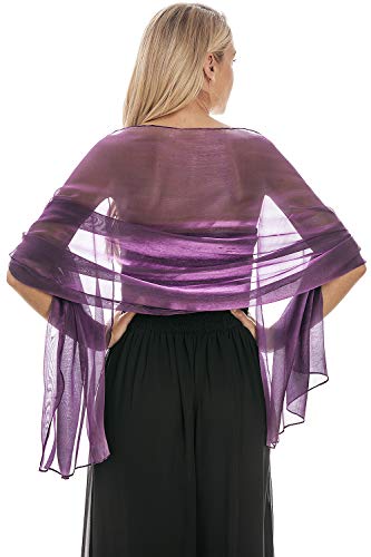 Central Chic Atemberaubende Silky Iridescent Hochzeit Abschlussball Brautjungfern Wraps Stola Schal Pashmina - 24 Farben … (Violett) von Central Chic