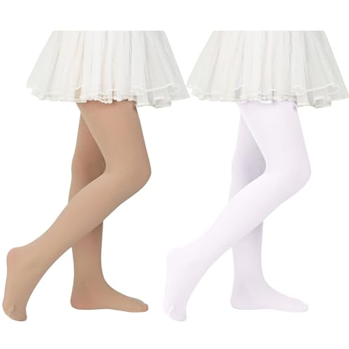 Century Star 2 Paar Mädchen Strumpfhose für Baby - Ballettstrumpfhose Mädchen Hautfarbe Weiß 1-3 Jahre von Century Star