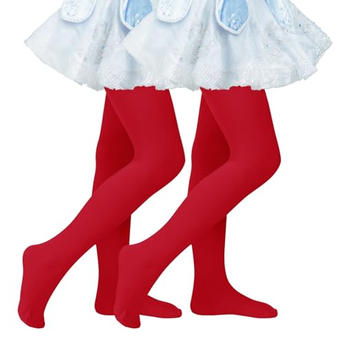 Century Star 2 Paar Mädchen Strumpfhose für Baby - Ballettstrumpfhose Mädchen Hochrot*2 3-6 Jahre von Century Star