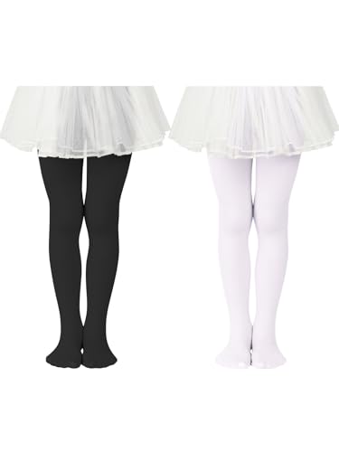 Century Star 2 Paar Mädchen Strumpfhose für Baby - Ballettstrumpfhose Mädchen Weiß Schwarze 1-3 Jahre von Century Star