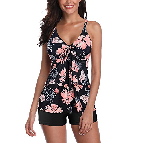 Century Star Badeanzug Damen Bauchweg Tankini Damen Bauchweg Tankinis für Damen Badeanzug Damen Große Größe Badeanzüge für Damen Bademode Damen Tankini Damen Große Größen Rosa Druck 36-38 (M) von Century Star