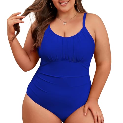 Century Star Badeanzug Damen Große Größe Badeanzug Damen Bauchweg Badeanzüge für Damen Vertikale und horizontale verstellbare Schultergurte Bademode Damen Königsblau XL von Century Star