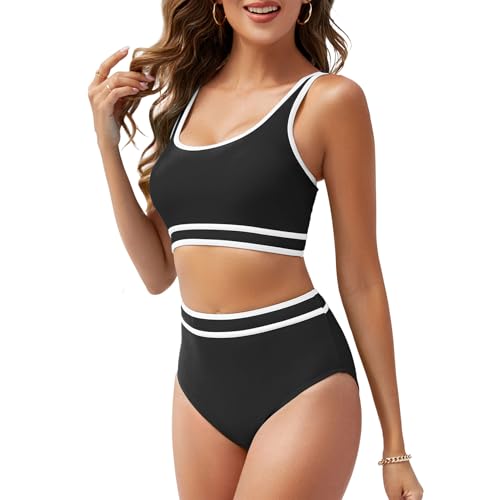 Century Star Bikini Damen Set Push-Up Bademode mit Hoher Taille Bauchkontrolle High Waist Bikini Set Zweiteiliger Sportlich Sommer Schwimmanzug von Century Star
