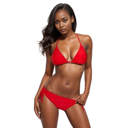 Century Star Damen Bikini Set Badeanzug Zweiteiliger Bademode mit Triangel Bikinihose Strandmode Push Up Rot 38 (Tag Size M) von Century Star