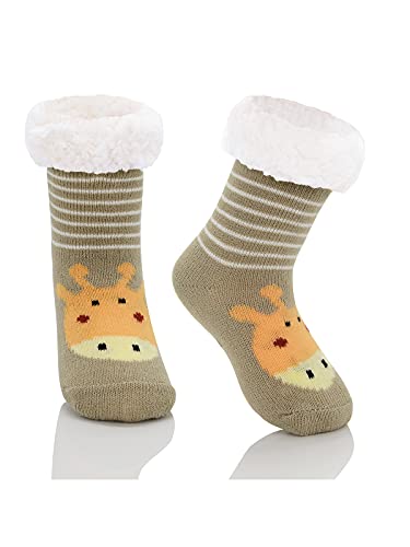 Century Star Kuschelsocken Kinder Stoppersocken Thermosocken Wintersocken Haussocken für Jungen und Mädchen Kaffee-Oktopus 3-5 Jahre von Century Star