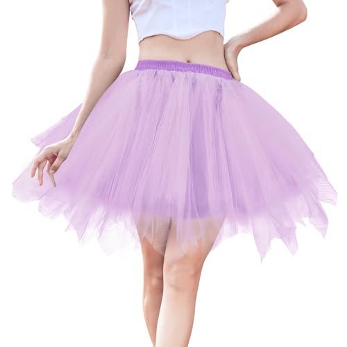 Century Star Damen Tüllrock - 50er Jahre Retro Charme, Ballett Unterrock Tanzrock Rockabilly Petticoat, Tütü Rock für Karneval, Halloween & Gelegenheitsabendkleid Llila von Century Star