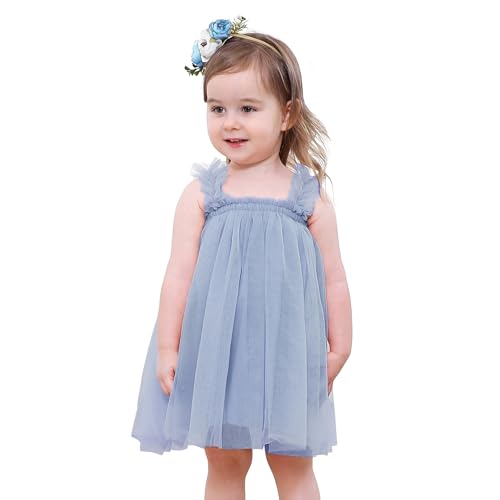 Century Star Prinzessin Kleid Mädchen Kleider für Mädchen Kleid Mädchen Taufkleid Baby Mädchen Kleid Blumenmädchenkleider Festliches Kleid Mädchen Festlich Taufkleider Mädchen Graublau 2-3 Jahre von Century Star