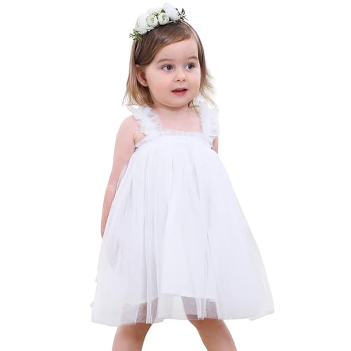 Century Star Prinzessin Kleid Mädchen Kleider für Mädchen Kleid Mädchen Taufkleid Baby Mädchen Kleid Blumenmädchenkleider Festliches Kleid Mädchen Festlich Taufkleider Mädchen Weiße 6-9 Monate von Century Star