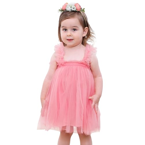 Prinzessin Kleid Mädchen Kleider für Mädchen Kleid Mädchen Taufkleid Baby Mädchen Kleid Blumenmädchenkleider Festliches Kleid Mädchen Festlich Taufkleider Mädchen Sanftes Rosa 18-24 Monate von Century Star
