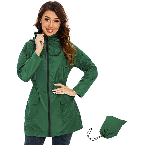 Regenjacke Damen Sommerjacke Damen Regenjacke Damen Wasserdicht Atmungsaktiv Regenmantel Damen Softshelljacke Damen Wasserdicht Atmungsaktiv Leichte Sommerjacke Damen Windbreaker Damen Grasgrün M von Century Star