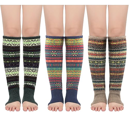 Stulpen Damen Leg Warmers Y2k Stulpen Schwarz Stulpen für Damen Oktoberfest Beinwärmer Beinstulpen Halloween Kostüm Lange Winter Beinwärmer Gestrickt Verdicken Beinstulpen Böhmen Khaki Grau Marine 3 von Century Star