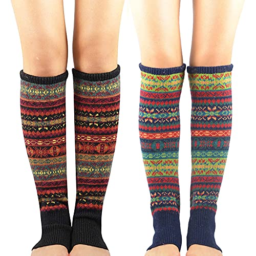 Stulpen Damen Leg Warmers Y2k Stulpen Schwarz Stulpen für Damen Oktoberfest Beinwärmer Beinstulpen Halloween Kostüm Lange Winter Beinwärmer Gestrickt Verdicken Beinstulpen Böhmen Schwarz Marineblau 2 von Century Star