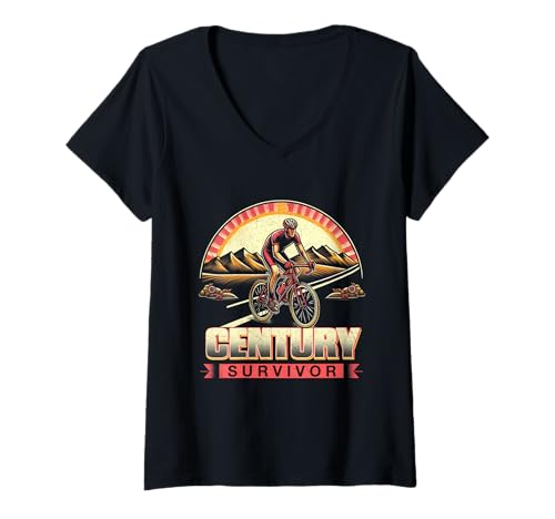 Damen Century Survivor 100 Mile Fahrrad Rennrad Reiter T-Shirt mit V-Ausschnitt Damen Century Survivor 100 Mile Fahrrad Rennrad Reiter T-Shirt mit V-Ausschnitt von Century Survivor 100 Mile Bicycle Road Cycling