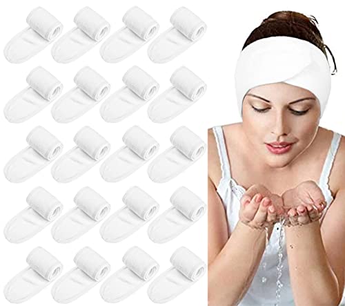 20PCS Facial Spa Headband Head Wrap Terry Cloth Headband for Washing Face Makeup Adjustable Stretch Towel with Magic Tape von Tergy