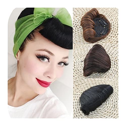 Gefälschter Pony Synthetische kurze lockige Retro-Pony for Frauen, Clip-in-Retro-Pony, klassische gefälschte Fransenverlängerung, natürliche synthetische Pony-Haarteile Pony-Haarspangen-Verlängerungen von Cenz-888
