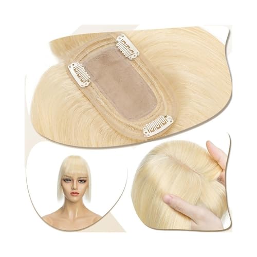 Haaraufsätze Haaraufsätze for Frauen, 15,2–45,7 cm, echtes Echthaar mit Pony, 7 x 12,5 cm, Clip-in-Haarverlängerung auf Seidenbasis, 150% dichtes indisches Haar, glatte Haarteile Perückenaufsätze für von Cenz-888