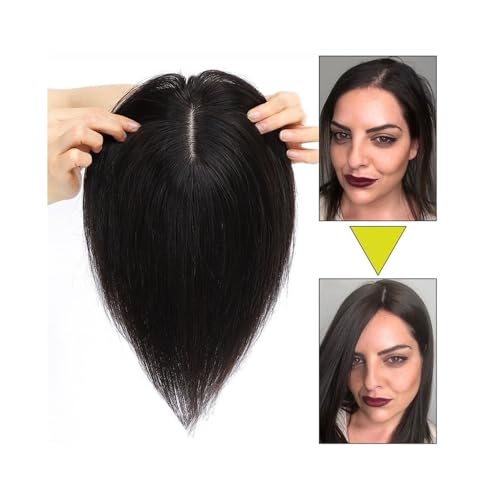 Haaraufsätze Haarteile for Frauen, Echthaar, 10/12 Zoll, brasilianisches Echthaar, 10 x 12 cm, Basis aus Seide, for Einclipsen, glatte Haarteile for mehr Haarvolumen Perückenaufsätze für dünner werden von Cenz-888