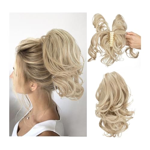 Haarknoten Synthetische DIY Klaue Clip In Pferdeschwanz Haarverlängerungen Haarteil Haarknoten Gefälschte Schwarzblond Naturhaar Falscher Zopf for Frauen Haarknotenstücke für Frauen(Color:16H613) von Cenz-888