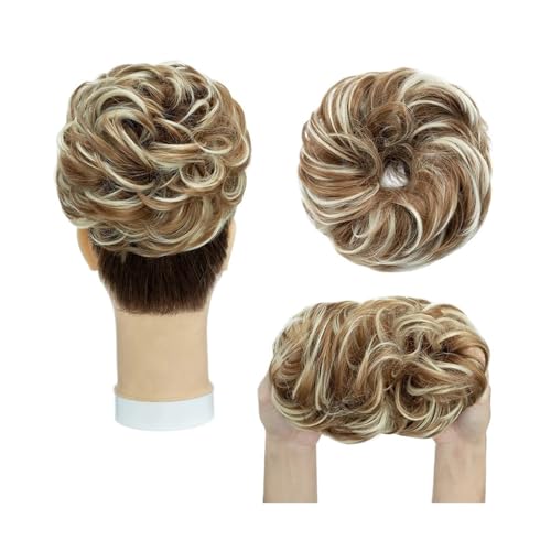 Haarknoten Synthetische Haarknotenverlängerungen, unordentliche lockige elastische Haargummis, Haarteile, 55 g, Chignon-Hochsteckfrisur, Haarteile for Frauen Haarknotenstücke für Frauen(27H613) von Cenz-888