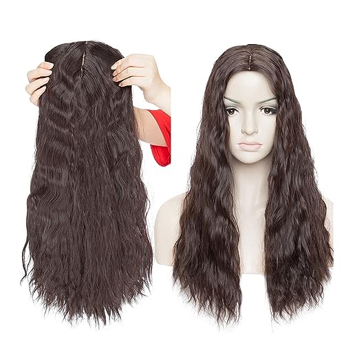 Haarverlängerungen 20-Zoll-Haarverlängerungen, synthetisches Wasserwellen-Clip-in-Haarteil, Clip-in-einteiliges Haar, schwarz-braunes Haarteil for Frauen Clip-in-Extensions aus Echthaar(Dark brown) von Cenz-888