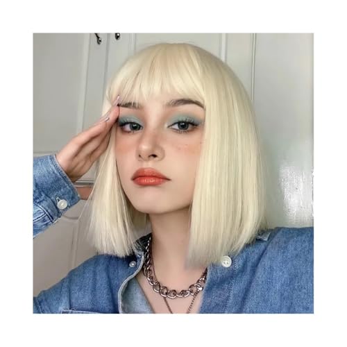 Perücke für Damen Mode Kunstfaser Perücke Frauen Kurze Haare Hellblond BOBO Kopf Perücke Für den täglichen Partygebrauch von Cenz-888