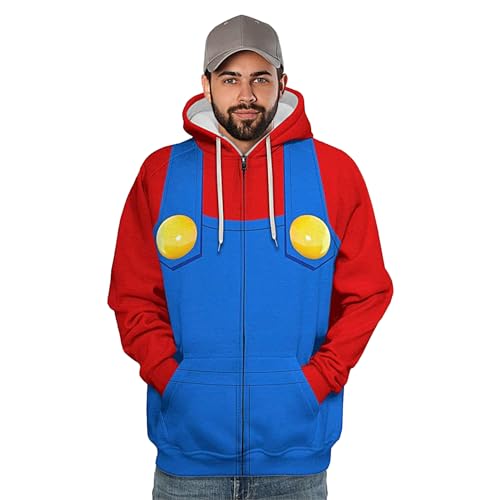 Kapuzenpullover Herren Bowser Cosplay Hoodie Männer Mit 3D Print Sweatshirt Streetwear Sweatjacke Langarm Kapuzenpulli Street Hip Hop Pullover Mit Kapuze Jacke Cosplay Kostüm von Ceolup