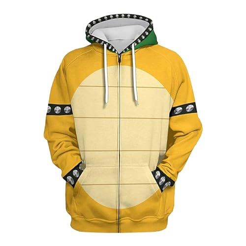 Kapuzenpullover Herren Bowser Cosplay Hoodie Männer Mit 3D Print Sweatshirt Streetwear Sweatjacke Langarm Kapuzenpulli Street Hip Hop Pullover Mit Kapuze Jacke Cosplay Kostüm von Ceolup