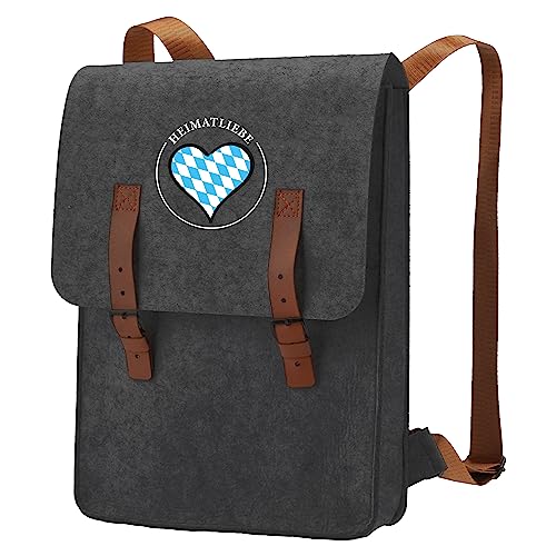 Cepewa Filzrucksack Stickerei Heimatliebe │ Filz 37,5x37x10cm dunkelgrau │ Riemen verstellbar (1 x Rucksack Heimatliebe dunkelgrau) von Cepewa