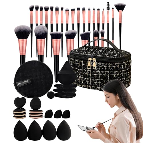 Ceprznvey Makeup Brush Set – Pinsel-Set für Foundation und Lidschatten | Reisetasche, Organizer, Make-up-Zubehör, tragbar, Geschenkset für Mädchen, Damen, Mutter von Ceprznvey