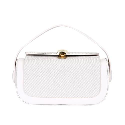 Ceprznvey Small Shoulder Purse, Trendy Clutch, PU Fabric Flap Top Handle Zipper Closure Bag Modern Touch for Ladies Women Business Weekend Wedding Birthday 8.27 x 5.12 x 2.76 Inches, weiß, Se référer von Ceprznvey