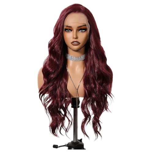 Front Wig, Red Wig, Wave Style Curly Transparent Lace Glueless Realistic Look Natural Texture Lightweight Design Adjustable Fit, Fake Hair for Women, 598 Inches von Ceprznvey