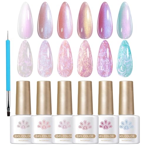 Gel Polish, Nail Polish, 6-Color Long-Lasting Chip-Resistant Glitter Manicure Set for Women Daily Wear Special Occasions or Creative Styles Home and Salon Use, 7ml Each von Ceprznvey
