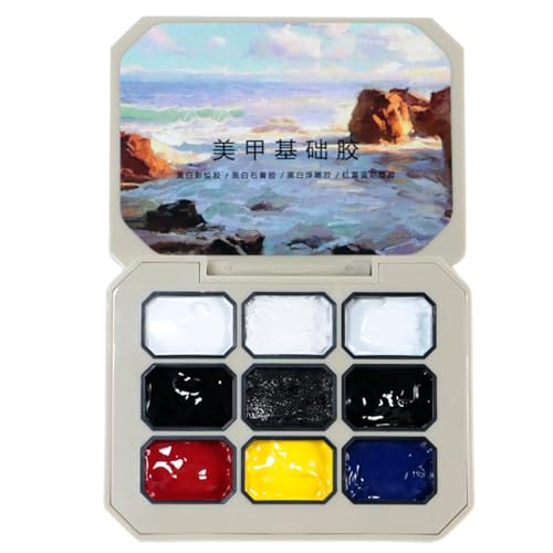 Gel Polish Palette, Shimmer Neon Set, Nail Manicure Kit, Set of 9 colors Easy to Apply Long Lasting LED Cured Includes Brushes Portable for Women, Multicolor von Ceprznvey